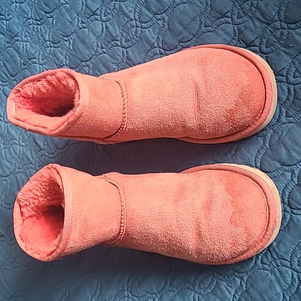 UGG Coral Pink Short Suede Shearling Boots